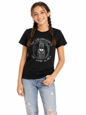 Wednesday Kids Graphic T-Shirt Black Size Large 10/12 We Wear Black Tee
